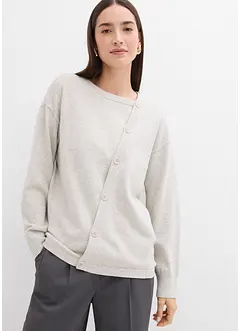 Finstrikket genser med asymmetrisk knappestolpe, bonprix