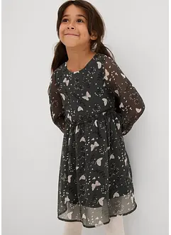 Chiffonkjole med utskrådd skjørt, bonprix