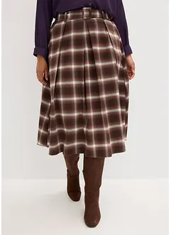 Foldeskjørt med belte og rutemønster (2-delt sett), bonprix