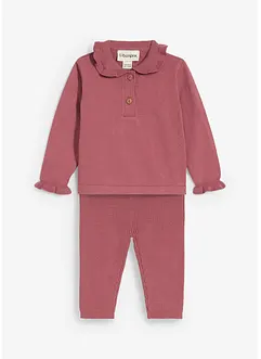 Strikket genser med volang-krage og leggings (2-delt sett), bonprix