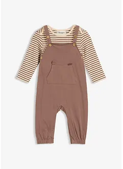 Selebukse i ribbemateriale og body i 100% økologisk bomull (2-delt sett), bonprix