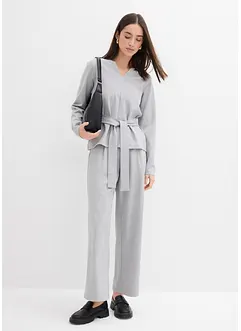 Langermet topp med bredt knytebelte, av viskosemiks, bonprix