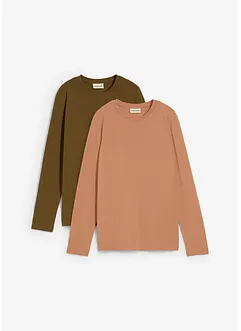 Langermet topp med økologisk bomull (2-pack), bonprix