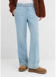 Wide Leg-jeans med belte Mid Waist, bonprix