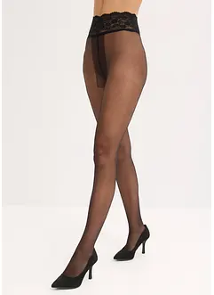 Tynn strømpebukse med blonder på linningen, 15 DEN, bonprix