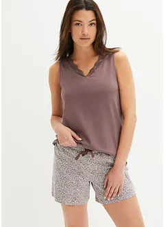 Kort pyjamas med fine blonder, bonprix