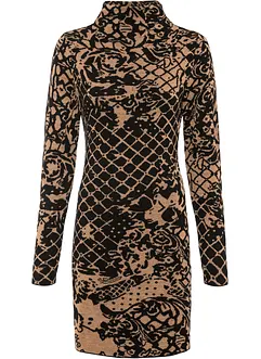 Figurnær strikket kjole med ståkrage, bonprix