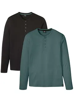 Henley-shirt med komfortsnitt (2-pack), bonprix