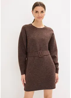 Kort strikkekjole med myk ullandel og belte, bonprix