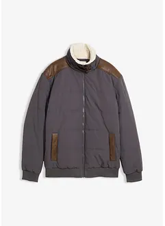 Vattert jakke med detaljer i imitert skinn, vannavvisende, bonprix