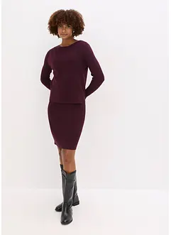 Strikket kjole med vest, 2-delt sett, bonprix