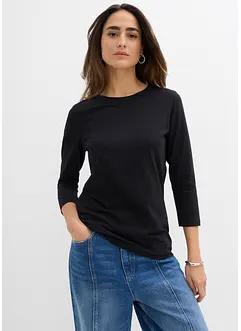 Topp med økologisk bomull og 3/4-lange ermer, bonprix