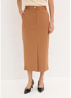 Blyantskjørt i imitert semsket skinn, bonprix