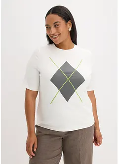 Kortermet topp med paljetter og print, bonprix