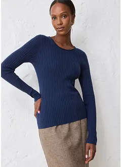 Ribbet genser av merinoull, bonprix