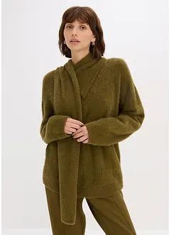 Oversized genser med skjerf, bonprix