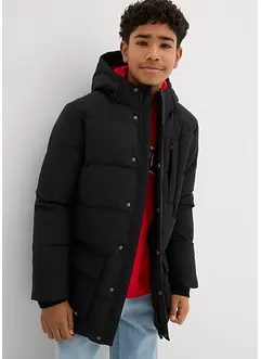 Vattert parkas med hette og sporty detaljer, bonprix