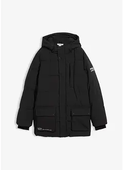 Vattert parkas med hette og sporty detaljer, bonprix