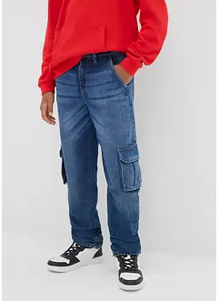Loose Fit termo cargo-jeans med jerseyfôr, Straight, bonprix
