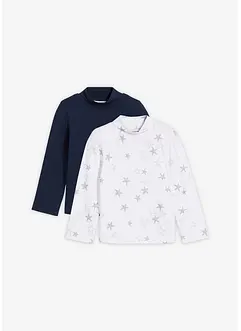 Langermet topp i elastisk miks av økologisk bomull (2-pack), bonprix