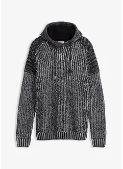 Genser med hette og biker-detaljer, bonprix