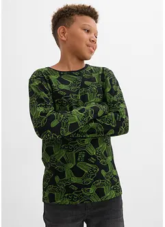 Langermet topp av myk økologisk bomullsmiks (3-pack), bonprix