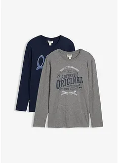 Langermet shirt i 100% økologisk bomull (2-pack), bonprix