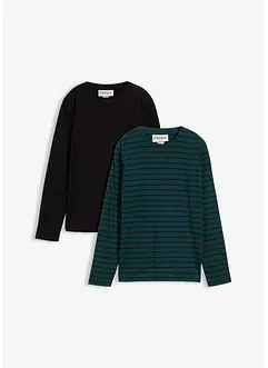 Langermet topp i 100% økologisk bomull (2-pack), bonprix