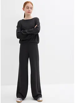 Finstrikket bukse og genser i myk viskose (2-delt sett), bonprix