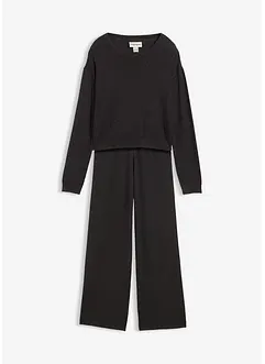 Finstrikket bukse og genser i myk viskose (2-delt sett), bonprix
