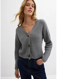 Grovstrikket cardigan i 100% bomull, bonprix