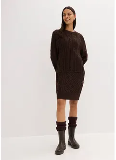 Strikkekjole med flettemønster, bonprix