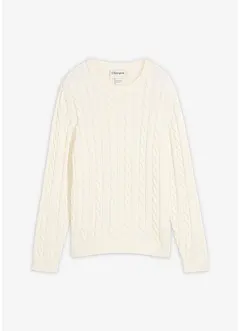 Kabelstrikket genser i resirkulerbar, økologisk bomull, bonprix