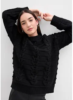 Grovstrikket genser med flettemønster, bonprix