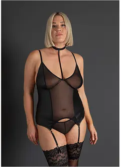 Korsett med strømpeholder + stringtruse (2-delt sett), bonprix