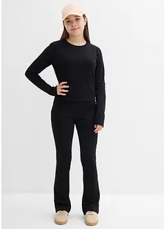 Langermet topp og jerseybukse, ribbet (2-delt sett), bonprix