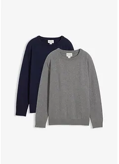 Finstrikket genser i 100% bomull (2-pack), bonprix