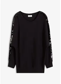 Finstrikket genser med paljetter, bonprix