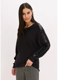 Finstrikket genser med paljetter, bonprix