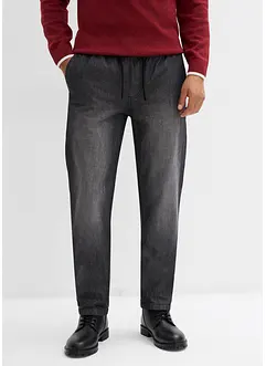 Regular Fit-pull on-jeans med flanellfôr, Straight, bonprix