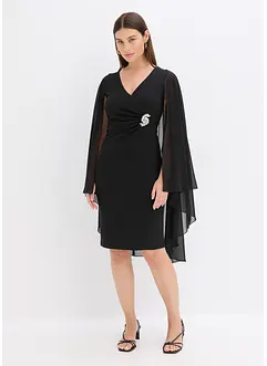 Minikjole med cape i tynn chiffon, bonprix