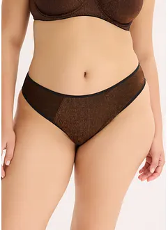 Stringtruse med høy midje i glittermateriale, bonprix