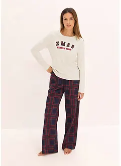 Pyjamas med flanellbukse og gavepose, bonprix