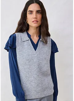 Finstrikket vest med alpakkaull, bonprix