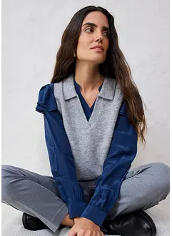 Finstrikket vest med alpakkaull, bonprix