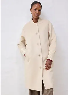 Kåpe med ull og strikket besetning, bonprix