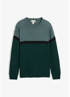 Lettstelt genser med rund hals i colourblocking-stil, bonprix