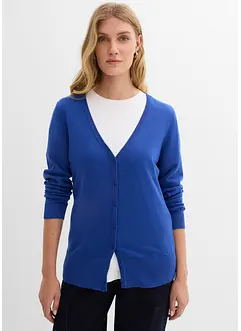 Finstrikket cardigan med knappestolpe, bonprix