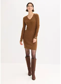 Strikkekjole med flettemønster, bonprix