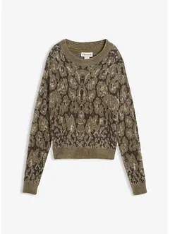 Grovstrikket genser i pusete fjærgarn, bonprix